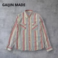 GAIJIN MADE コットンリネン マルチカラーストライプシャツ Mのサムネイル