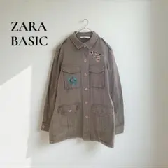 ザラベーシック ジャケット【L】綿100％ 刺繍 オーバーサイズ レトロr502