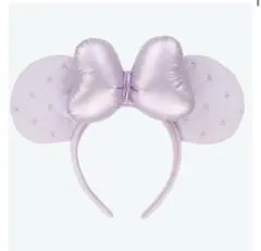 薄紫 リボン付きミッキー耳カチューシャ