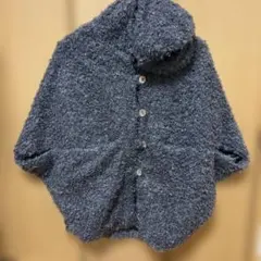 フード付きグレー　フリースポンチョ