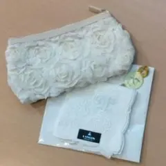 メナード 結婚式 ウエディング ブライダル フラワーポーチ 刺繍入り白ハンカチ