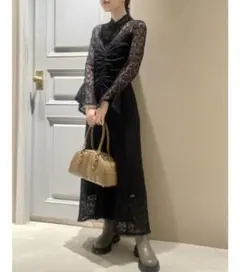 lilybrown レースギャザーワンピース