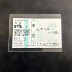 2020年 ジャパンカップ ３冠馬 現地的中応援馬券 2020年 ジャパンカップ 3冠馬 現地的中応援馬券 2020年 ジャパンカップ