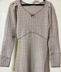 リゼクシー　　バイカラーツイードニットワンピース　ピンク