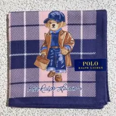 ポロラルフローレン　ハンカチ　ポロベア　チェック　ピンク系　約48cmのサムネイル