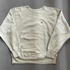 90s/刺繍タグ/レア灰目】チャンピオン リバースウィーブ スウェット ベージュ