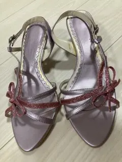 グリッターリボン Wバックベルト サンダル　M