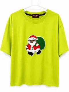 D.M.NNA Studio 半袖Tシャツ ライムグリーン サンタワッペン