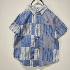 Ralph Lauren【ラルフローレン】パッチワーク　シャツ　ストライプ　半袖