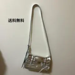 シルバー リボン付きショルダーバッグ