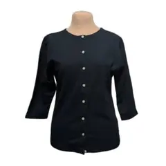 極美品 EAST BOY 七分袖 カットソー 黒 11号 綿100 カーディガン