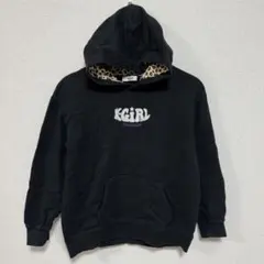 X-girl STAGES フード裏ヒョウ柄パーカー 140