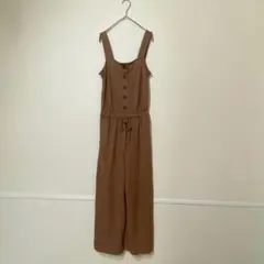 GU ボタンコンビネゾン　サロペット　ブラウン　S オールインワン