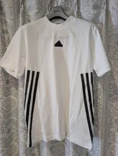 [未着用]adidas ホワイト ストライプ Tシャツ