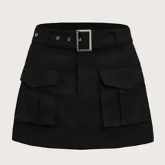 SHEIN レディース スカート ミニスカート 黒 ベルト付き　XS