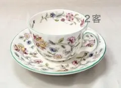 英国製 MINTON（ミントン） カップ＆ソーサー セット 廃盤品　グリーン２客