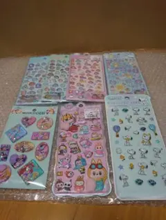 キャラクターシール7枚セット　海の生き物　スヌーピー　ディズニープリンセス