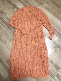 Ameri VINTAGE 編み込み ニットワンピース オレンジ