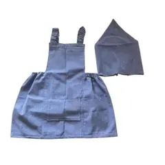 ハンドメイド キッズエプロンセット ブルー 110cm