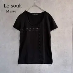 Le souk ルスーク 半袖ニット M 黒 ラインストーン ラメ 38のサムネイル