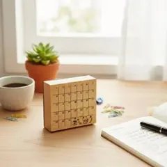 スタンプ　木製　カレンダー　スケジュール　猫　ねこ　コーヒーカップ　【1378】