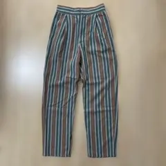 90s　ワイドイージーパンツ　ストライプ　ネップ　織り柄　マルチカラー