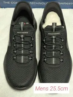 【美品】スケッチャーズ スニーカー ブラック メンズ 25.5cm 男性 運動