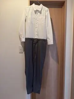 オールインワン・サロペット ホワイト・グレー