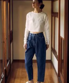 インディゴデニム ハイウエストパンツ