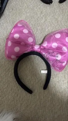 ミニーマウス ピンク水玉リボンカチューシャ