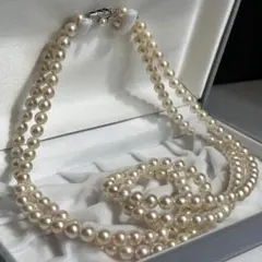 ☆パール2連ネックレス イヤリングセット アコヤ真珠silver 5.6mm 