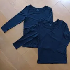 ③ユニクロ　ヒートテック　長袖　130cm　2枚セット　ブラック