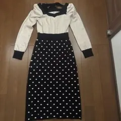 ROYAL PARTY ドット柄ニットワンピース