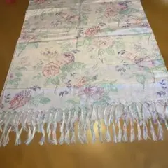 花柄ストール フリンジ付き