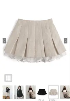 インパン裏地付きフリルツイードプリーツミニスカート[gm838]