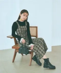 【mysty woman】ウエストギャザージャンスカ チャコールチェック