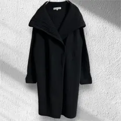 組曲　オンワード　ニットカーディガン ロング　フード付き　ブラック　M相当