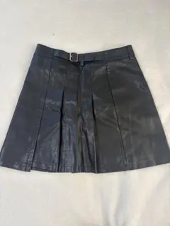 レザー ブラック プリーツキュロットミニスカート