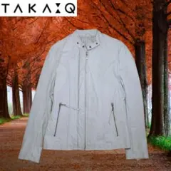 激レア TAKA-Q ライダースジャケット シングル Lサイズ ホワイト 牛革 