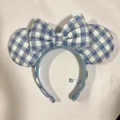 ディズニー　カチューシャ　ブルー　青　ギンガムチェック