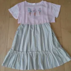 ストライプ ノースリーブワンピース130