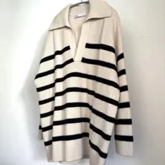 値下げZARA アイボリー ブラック ストライプ セーター