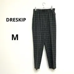 ドレスキップ　グレンチェック テーパードパンツ Mサイズ 後ろゴム グレーのサムネイル