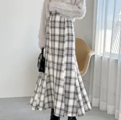 チェック柄ツイードマーメイドスカート gc230