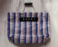 MARNI マルニ ストライプ マルチカラー フラワー カフェ トートバッグ