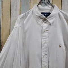 R35☆ラルフローレン☆長袖ボタンダウンシャツ☆カラーポニー☆XL相当