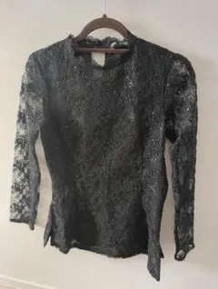 新品未使用　ZARA 黒 レース 長袖シャツ