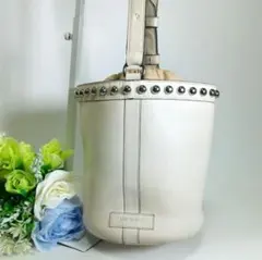 J&M DAVIDSON ルル バケツバッグ ショルダーバッグ 白 スタッズ