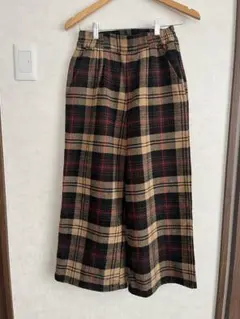 美品　ワイドパンツ　チェック柄