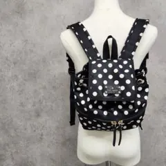 未使用級✨ ケイトスペード ミニ リュック 白 黒 ドット ナイロン 